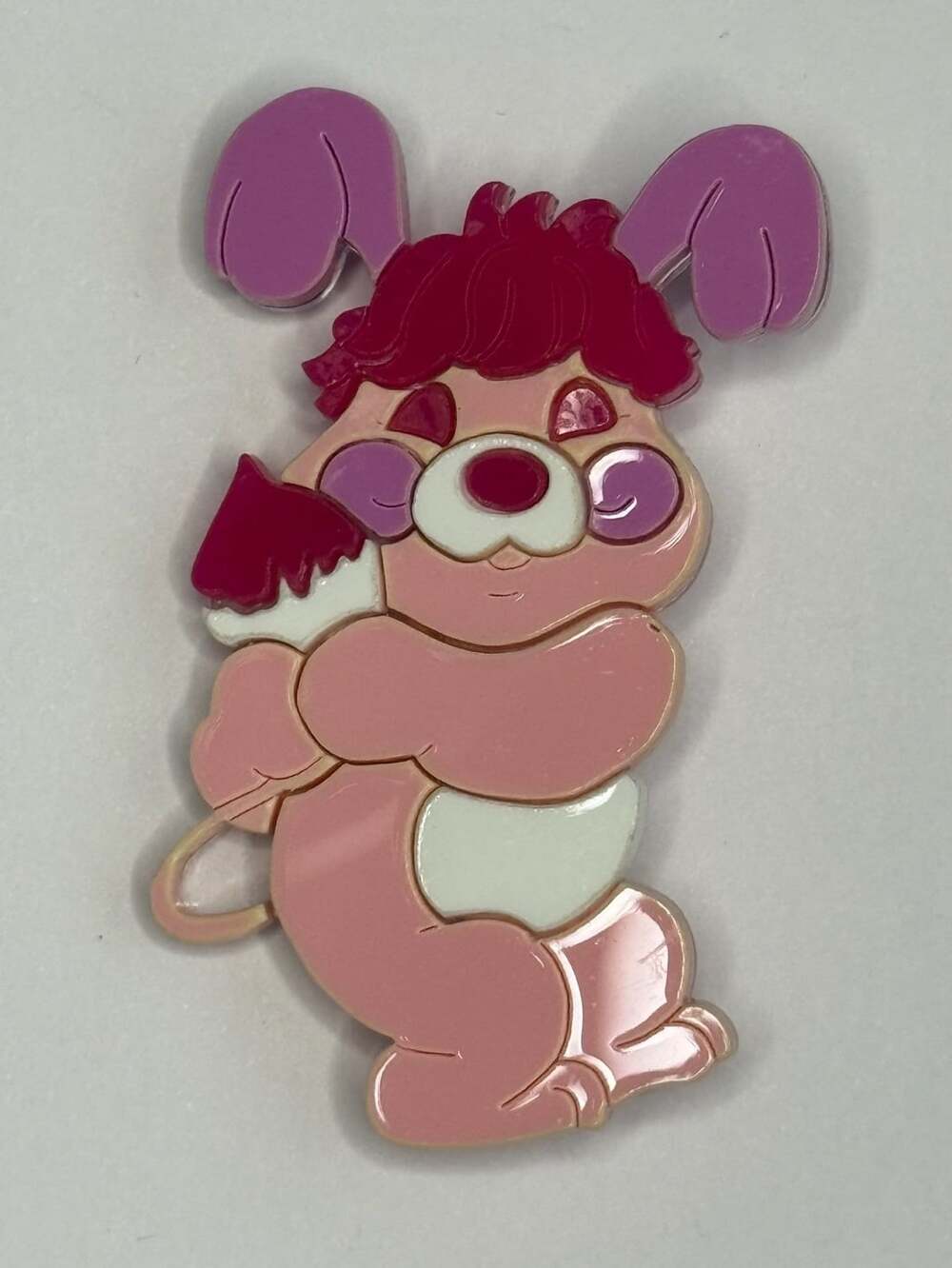 Popples Acrylic Brooch Pin Pink Party Popple Character
